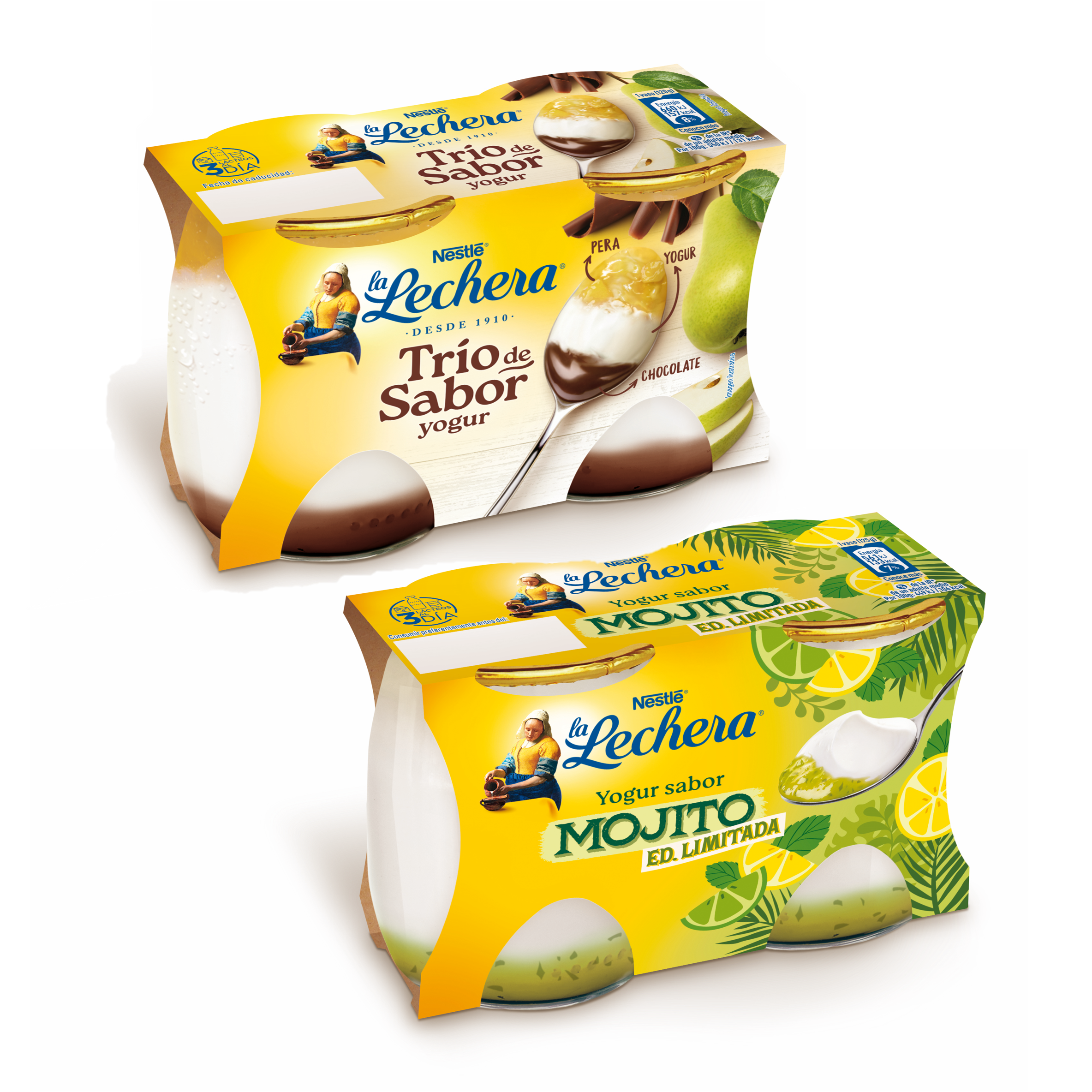 LA LECHERA Yogures sabor Mojito y Pera con Chocolate